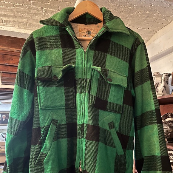 Vintage wool jacket, green plaid - Picture 1 of 7